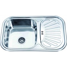 Nerūdijančio plieno plautuvė D7549P 750x490 0.6 DEKOR dešinė su sifonu
