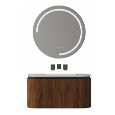 Vonios kambario spintelė su praustuvu OLIVE 90 ruda pakabinama su įleidžiamu praustuvu