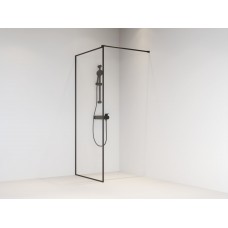 Dušo sienelė Brasta Glass Dija, 90x200 cm, skaidrus stiklas, juoda matinė, rėminimas visu perimetru Dušo sienelė Brasta Glass Dija, 90x200 cm, skaidrus stiklas, juoda matinė, rėminimas visu perimetru
