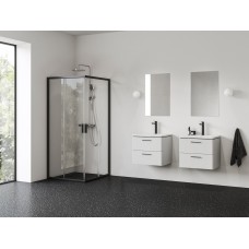 Kvadratinė dušo kabina Ravak Blix II NBLRV2, 90x90, juoda+stiklas Transparent