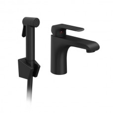 Praustuvo maišytuvas Ravak Flat su bide dušeliu, FL II 112.20BL be dugno vožtuvo, juodas