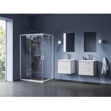 Stačiakampės dušo kabinos sienelė Ravak Blix II, NBLRV2K 80, matinė balta+stiklas Transparent