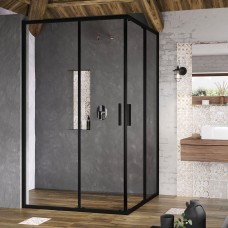 Stačiakampės dušo kabinos sienelė Ravak Blix Slim, BLSRV2K-100, juoda+stiklas Transparent