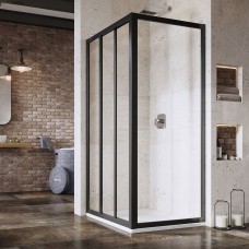 Stacionari sienelė Ravak Supernova, APSS-80 198, juoda+stiklas Transparent