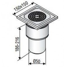 Trapas ACO EG150, montavimui betono grindyse, ∅ 50 mm