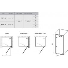 Varstomos dušo durys Ravak Pivot, PDOP1-80, blizgi+stiklas Transparent