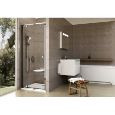 Varstomos dušo durys Ravak Pivot, PDOP1-90, balta/chromas+stiklas Transparent