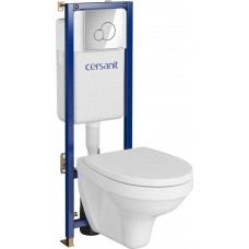 WC rėmas Cersanit Tech Line Base, su WC Delfi ir dangčiu + chromuotas klavišas