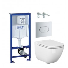 WC rėmo komplektas Grohe Rapid SL, su Cersanit Caspia Clean-On ir Slim soft-close dangčiu